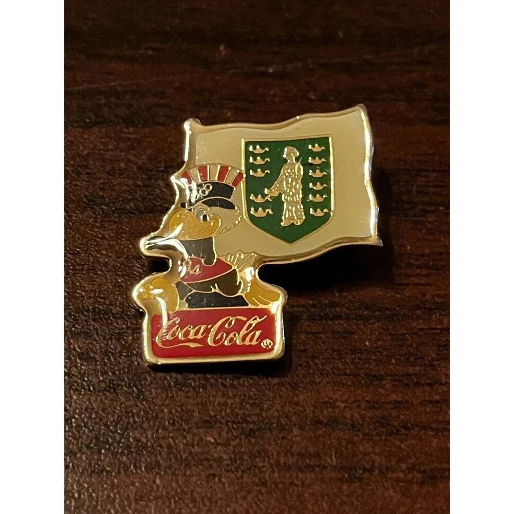 Vintage LA Olympics Coca‎ Cola Sam Eagle British Virgin Islands Flag Lapel Pin